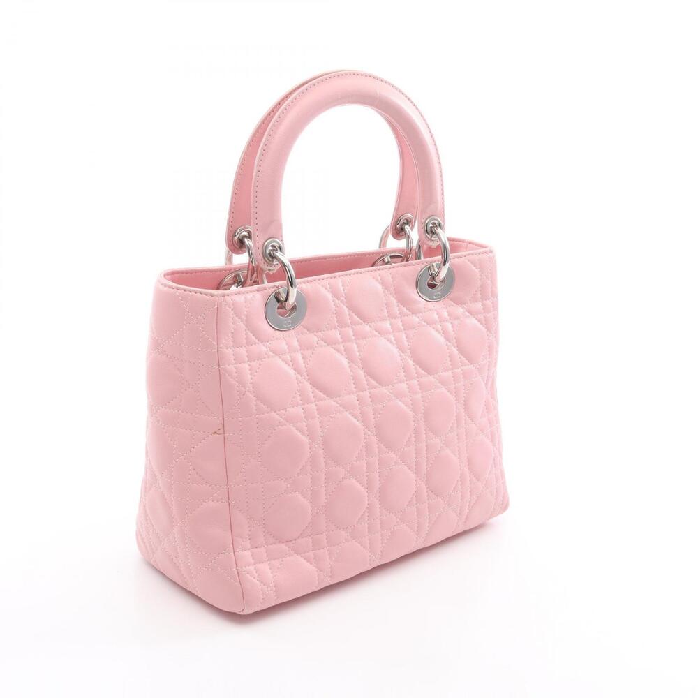 Dior  Cannage Pink Christian Handbag Leather LADY Pink